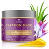 Golden Saffron Exfoliating Face Mask & Scrub, Brightening and Deep Cleanser, Minimizes Pores and Blackheads, Reduces Hyperpigmentation, All Skin Types, Gluten-free– 2 OZ
