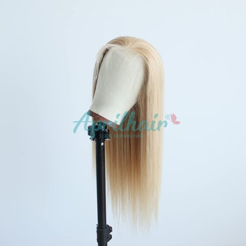 Aprilhair Pre-plucked #27 Honey Blonde 13X4 Lace Front Wigs Straight Glueless 150% Density Brazilian Virgin Human Hair (27 Frontal Wig, 12 INCH)