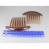 2 Brown Big Huge Hair Comb set pack Silver plastic teeth side clip 4 inches wide