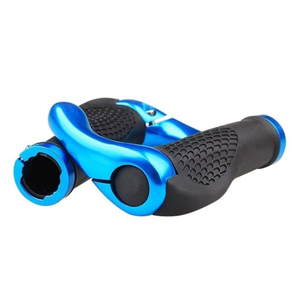 WIROJ BlueSunshine The Comfiest Ergonomic Bicycle Handlebar Rubber Grips with Anti-Slip Contoured Design and Aluminum Alloy Inner Ring Clamps (Blue)