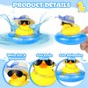 Summer Rubber Duck Mini Yellow Duck Bath Toys Duckies Car Dashboard Decorations with Mini Sun Hat Swim Ring Necklace and Sunglasses for Bathtub Shower Birthday Swimming (12 Set )