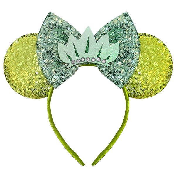 Nahalesy Tiana Mouse Ears Princess Mouse Ears Headband for Women Sequin Bows Headband for Adult