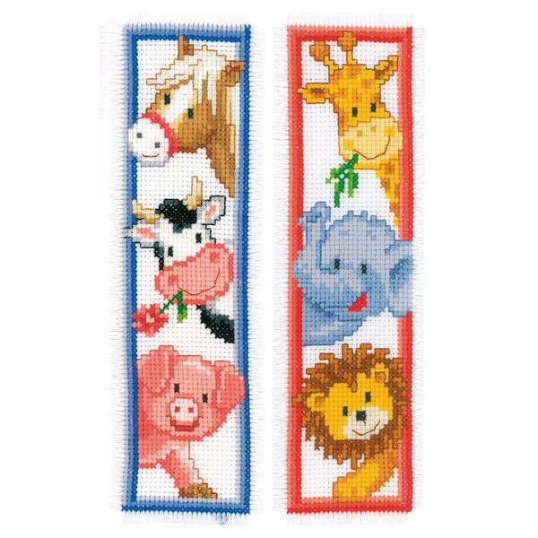 Vervaco Counted Cross Stitch Bookmark Kit 2.4"X8" 2/Pkg-Animals (14 Count) -V0012539