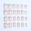 AZTSYT 24Pcs Short Press On Nails Square Shape Fake Nail with Glitter Powder Decor Glitter French Tip Glue on Nails Acrylic Nails Glitter Full Cover Nails Artificial Fake Nails For Women Girl Nail Art