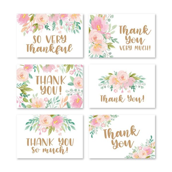 24 Floral Thank You Cards With Envelopes Bulk - Housewarming Thank You Cards Wedding Thank You Cards With Envelopes Kids, Baby Shower Thank You Cards Graduation Thank You Notes With Envelopes Set