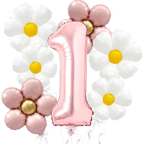 Daisy Balloons Groovy Party Decorations 40 Inch Champagne Gold 1 Balloons, Daisy Balloon for Daisy First Birthday Decorations and One Groovy Baby Daisy Birthday Party Decorations for Girls