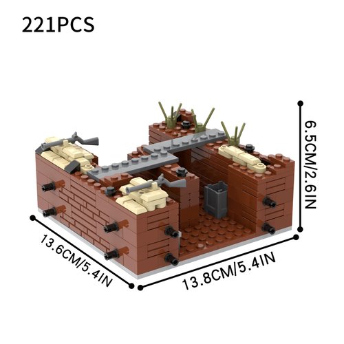 MOOXI WW2 Charge Point Military Building Block Set(221PCS).Suitable for Military Action Mini-Figures Combat Scenarios.