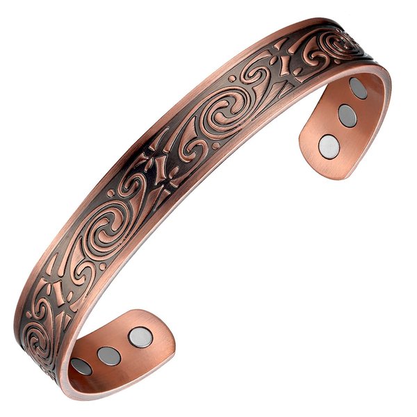 MagEnergy 99.9% Pure Copper Bracelet for Men Magnetic Bangle Bracelets with 6pcs 3500 Gauss Magnets Adjustable Copper Jewelry with Gift Box