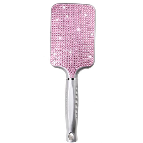 Fashion Pink Crystal Paddle Brush,Exclusive Blingbling Hair Brush,Massage Air Cushion Rhinestone Hair Comb For Women