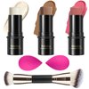 3 Pcs Cream Contour Stick Makeup Kit, Shades with Highlighter Stick, Blush Stick and Bronzer Contour Stick for Sculpt the Cheeks, Waterproof, Matte & Dewy Finish (Light-Medium,#02+#10+#12)