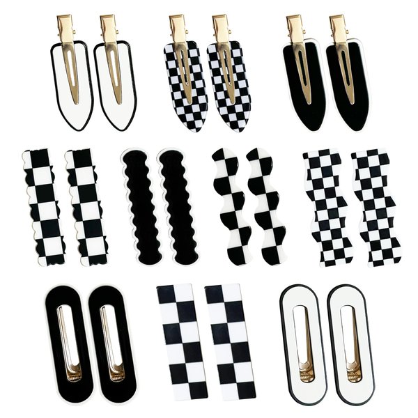 JSDJ 20 PCS No Bend No Crease Hair Clips Styling Duck Bill Clips Black White Checkerboard Hair Barrettes for Salon Hairstyle Hair Accessories Gifts for Women Girls