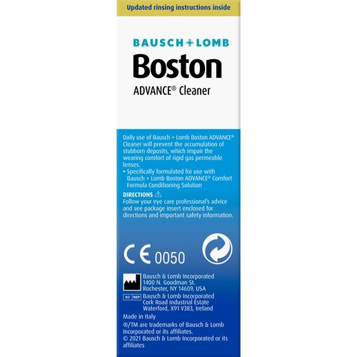 Boston Advance Cleaner, Leaves Lenses Clean, Ready for Disinfection and Conditioning, for Rigid Gas Permeable (RGP) and Hard Contact Lenses, 30 ml