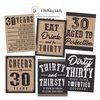 6 30th Birthday Wine or Beer Bottle Labels Stickers Present, 1991 Dirty Thirsty Thirty Bday Gifts for Him Men, Cheers to 30 Years, Funny Unique Party Decorations and Novelty Supplies for Man Husband