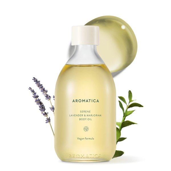 AROMATICA Serene Body Oil Lavender & Marjoram - 100ML / 3.38 fl. oz - Aromatherapy Massage Oil | Scented Body Oil After Shower For Women