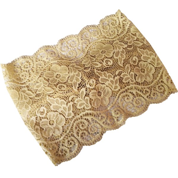 Oyabridal 7.2'' Wide Stretchy Headbands for Women's Hair Lace Headband for Women Lace Headcovering Church (Champagne)