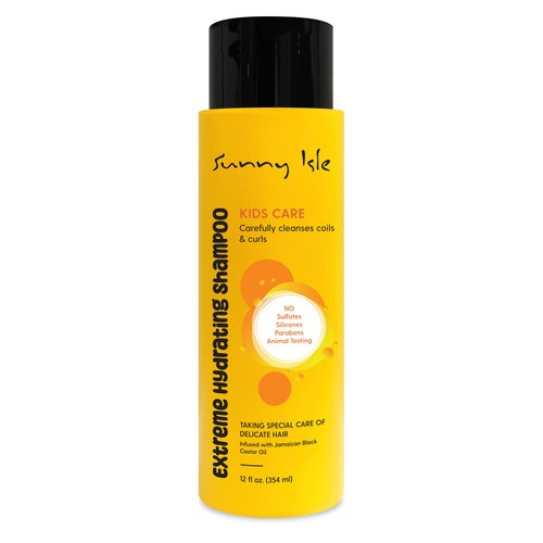 Sunny Isle Kids Care Extreme Hydrating Shampoo 12oz | Gentle Care Cleanser for Children's Coils, Waves & Curls | Infused with Jamaican Black Castor Oil for Hair Growth