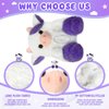 REUCLOTHIM Cow Plush Toy, Plush Pillow Cow Toy, Palm Cows Plush Stuffed Animal Toy, Cartoon Cute Cow Plush Toy,Purple.