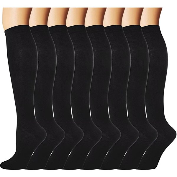 Double Couple 8 Pairs Compression Socks Men Women Knee High Compression Stockings for Sports Support Socks