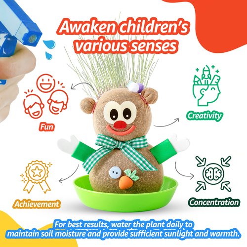 DIY Grass Doll Growing Kit(6packs) –Eco Friendly Bday Goodies, Playdate Activity, Party Favors, Craft and Art Gift for Kids, Family Fun, School Science Supplies Learning Resource, Stress Relief Toys