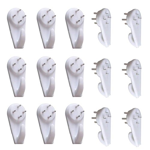 20PCS White Powerful Concrete Hard Wall Drywall Picture Hooks Non-Trace Hanging Hook Traceless Nail Plastic Wall Hook for Picture Photo Frame Clock Hangers(5cm/1.97 Length)