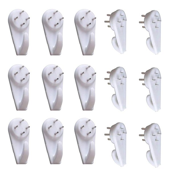 20PCS White Powerful Concrete Hard Wall Drywall Picture Hooks Non-Trace Hanging Hook Traceless Nail Plastic Wall Hook for Picture Photo Frame Clock Hangers(5cm/1.97 Length)