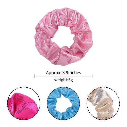 4 Pack Sparkly Cheer Hair Scrunchies for Costume,Party Favors Shiny Face Hair Ties Hair Eleastic Bands Dance Scrunchy Hair Ties Ponytail Holders Wrist for Girls School,Dance,Stage (Grey)