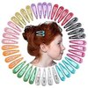 QtGirl Snap Hair Clips 40pcs 2" No Slip Glitter Hair Clip Metal Hair Barrettes for Baby Girls Toddlers