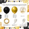 RUBFAC 130pcs Black and Gold Balloons, Balloons Garland Arch Kit, Black Metal Gold and Metallic Confetti Gold Balloons for Graduation Party Baby Shower Wedding Birthday Anniversary