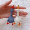 ZIUGLIKAL Hand Crocheted White Goose Keychain Car Key Backpack Charm Key Ring Gift Couple's Model Birthday Halloween Gift (white goose)