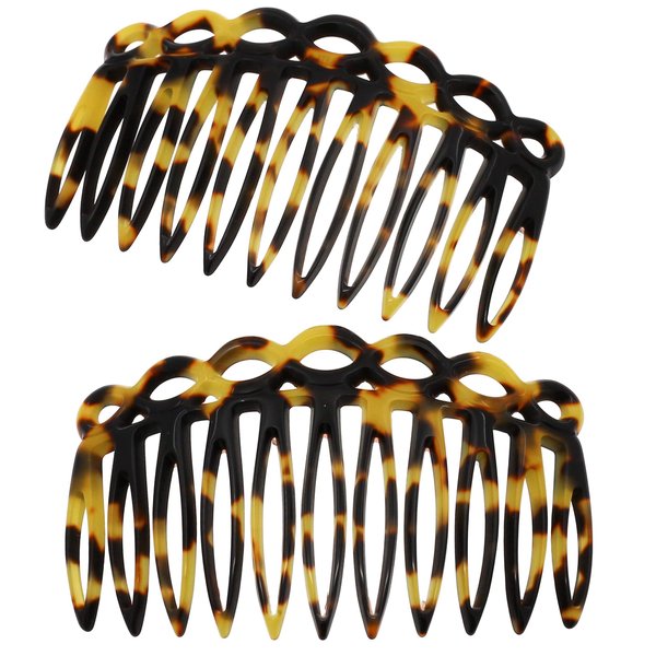 Camila Paris CP3140 French Hair Side Comb Small Handmade Tokio French Twist Hair Combs Decorative, Strong Hold Hair Clips for Women Bun Chignon Up-Do Styling Girls Hair Accessories, Made in France
