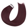 Moresoo Burgundy Tape in Hair Extensions Human Hair Invisible Tape in Extensions Wine Red Tape in Human Hair Extensions Burgundy Hair Extensions Real Hair Tape in 20 Inch #99J 20pcs 50g