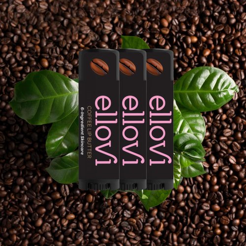 Ellovi Natural Lip Butter Lip Balm - Coffee - Pure Enough to Eat - Made With Just 6 Vegan Ingredients - 100% Natural & Organic Moisturizing Lip Care for All Day Hydration (3-Pack)