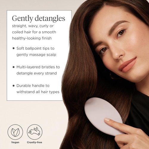 Briogeo Vegan Boar Bristle Hair Brush, For Long, Short, Thick, Thin, Curly, Wavy, Straight Hair, Gently Detangles, Cruelty-Free