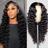 PYY Deep Wave Lace Front Wigs Human Hair 200 Density Deep Wave Wig 13x4 HD Lace Frontal Wigs for Women Glueless Wigs Pre Plucked with Baby Hair 24 Inch