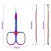 Cuticle Scissors with Cuticle Pushers, Extra Fine Curved Blade, 3in1 Professional Cuticle Tools Set, Nail Cuticle Trimmer Set, Manicure Kit, Pedicure Kit, Yaya Nails Cuticle Tool Kit (Rainbow)