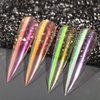 Ice Transparent Aurora Nail Powder, KISSBUTY 6 Colors Jelly Neon Rainbow Holographic Chameleon Powder Multi Chrome Nails Power Aurora Effect Iridescent Pigment Glitter Pearlescent Nail Art Glitters
