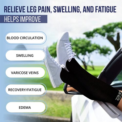 SB SOX Lite Compression Socks (15-20mmHg) for Men & Women – Best Socks for All Day Wear! (Stripes - Gray/Purple, S/M)