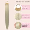 VAVANGA 28inch Long Ponytail Extension with Hair Tie, White Grey Yaki Straight Ponytail Thick Braiding Hair Ponytail Natural Fake Pony Tails Hairpiece for Women (#171/60)