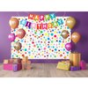 Tatuo 2 Pcs Polka Dot Plastic Tablecloth 51 x 71 Inch Birthday Plastic Table Cover for Rectangle Table with Happy Birthday Banner for Birthday Engagement Wedding Party(Rainbow)