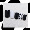 BABALAL Square Press on Nails Short Cow Print Nails Glue on Nails Black Glossy Acrylic Nails 24Pcs Cute Squoval Fake Nails for Women and Girls
