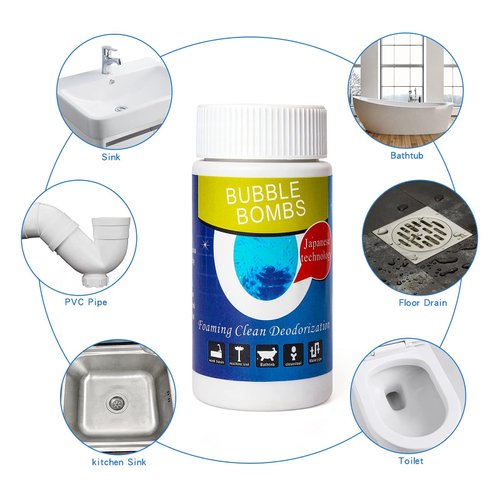 2 Pcs Pipe Dredge, Bubble Bombs Drain Cleaner, Powerful Sink and Drain Cleaner Magic Bubble Bombs Fast Foaming Pipe Cleaner Powder Dredge Agent for Kitchen Toilet Pipeline Quick Cleaning Tool
