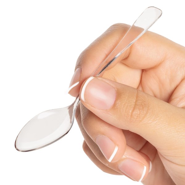 Loreso Plastic Mini Clear Dessert Spoons For Miniature Dessert Cups, Tasting Party, Sampling, Ice Cream, Small Catering Supplies - Reusable 50 CT