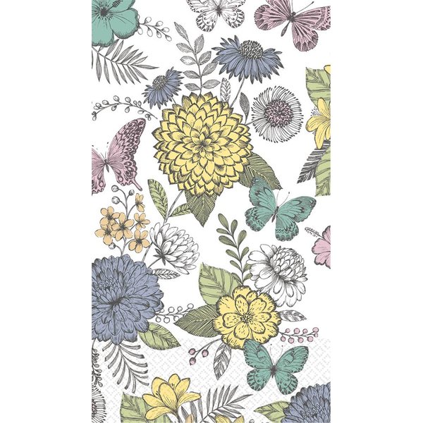 Amscan Butterfly Sketch Disposable 2 Ply Paper Guest Towels Tableware (16 Piece), 8" x 4.5", Pastel