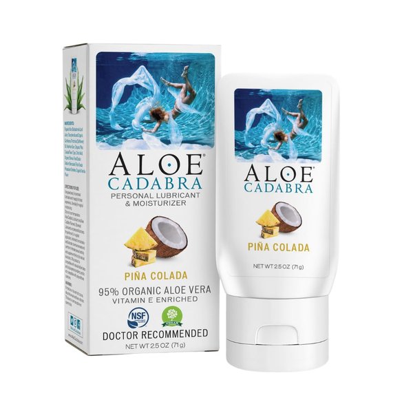 Aloe Cadabra Natural Water Based Personal Lube, Organic Lubricant for Her, Him & Couples, Unscented, 2.5 oz Pina Colada, 2.5 Ounce (Pack of 1)