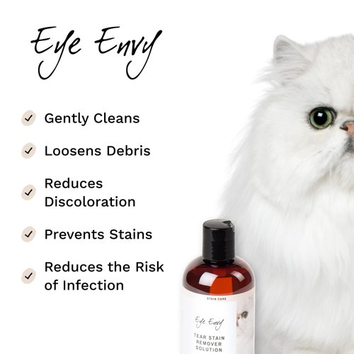 Eye Envy Tear Stain Remover Solution for Cats|100% Natural and Safe|Recommended by Breeders/vets/cat fanciers/Groomers|Contains colloidal Silver|Remove Stains from Fur on Persians and Exotics (2oz)