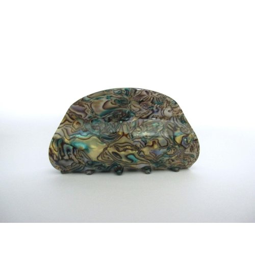 Generic Rounded turquoise abalone sea shell effect blue green hair claw clamp clip