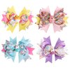 4Pcs Easter Hair Bows Clips 4.72 Inch Rabbits Eggs Pattern Hair Clips Easter Hair Accessories for Girls Toddlers Kids Easter Party Supplies