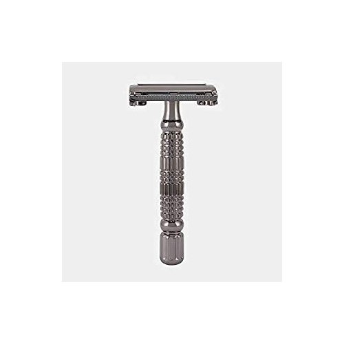 ROCKWELL RAZORS R1 Double Edge Safety Razor in Gunmetal, Butterfly Open with 5 Blades