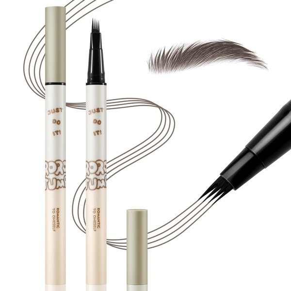 Apooliy Waterproof Eyebrow Pencil Microblading Liquid Brow Pen,Micro 4 Point Eyebrow Gel,Long-Lasting,Creates Natural Looking Brows Effortlessly
