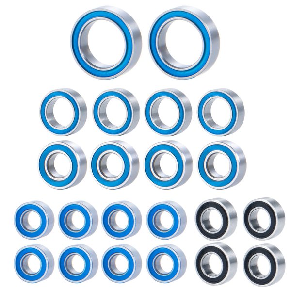 RCLIONS 1set/22pcs RC Car Bearing Kit Rubber Seals Blue for TRX4M 1/18 RC Crawler Car